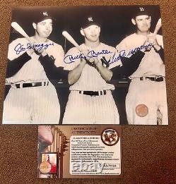 Mickey Mantle Joe Dimaggio Ted Williams Signed 8x10 Glossy Photo With Coa