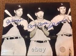 Mickey Mantle Joe Dimaggio Ted Williams Signed 8x10 Glossy Photo With Coa