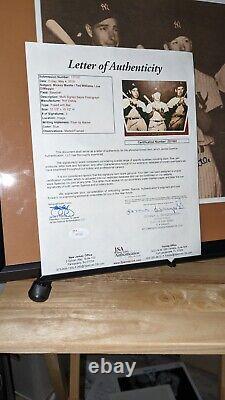 Mickey Mantle Joe Dimaggio Ted Williams Signed Photo JSA Framed