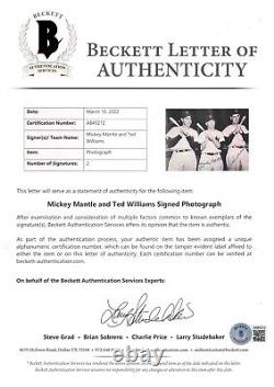 Mickey Mantle & Ted Williams Dual Signed Beckett 8x10 Photograph Autograph Hof