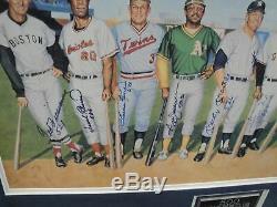 Mickey Mantle Ted Williams Hank Aaron +8 Signed Auto Poster 500 HR Ron Lewis JSA