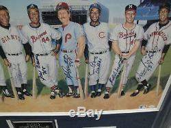 Mickey Mantle Ted Williams Hank Aaron +8 Signed Auto Poster 500 HR Ron Lewis JSA