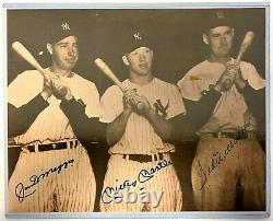 Mickey Mantle Ted Williams Joe DiMaggio Signed 11x14 Autograph PSA/DNA Photo