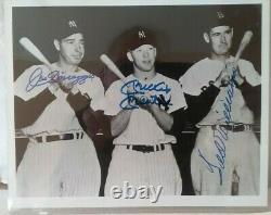 Mickey Mantle Ted Williams Joe DiMaggio Signed 8 x 10 Autograph Picture With COA