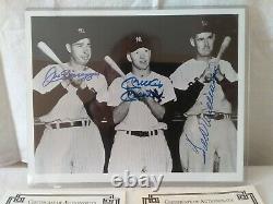Mickey Mantle Ted Williams Joe DiMaggio Signed 8 x 10 Autograph Picture With COA