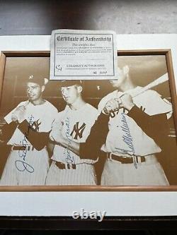 Mickey Mantle, Ted Williams & Joe DiMaggio Signed 8x10 Autograph with COA