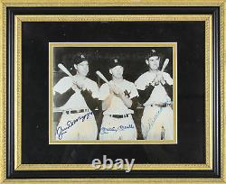 Mickey Mantle, Ted Williams & Joe DiMaggio Signed 8x10 Framed Photo PSA #AD00896