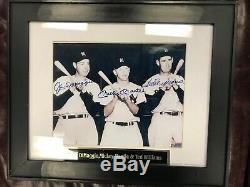 Mickey Mantle Ted Williams Joe Dimaggio Framed 8x10 signed Autographed