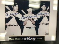 Mickey Mantle Ted Williams Joe Dimaggio Framed 8x10 signed Autographed