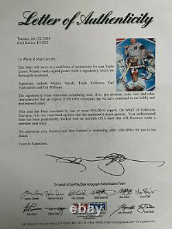 Mickey Mantle Ted Williams Robinson Yastrzemski Signed 25x31 Triple Crown PSA