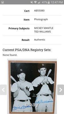 Mickey Mantle & Ted Williams Signed Autographed Framed Matted Photo PSA LOA