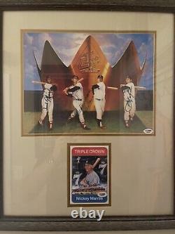 Mickey Mantle Ted Williams Yaz Robinson Signed/Autographed Triple Crown Framed