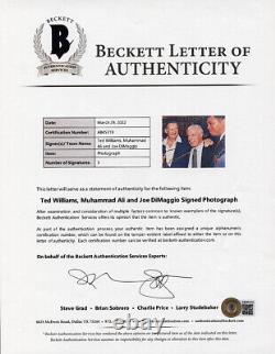 RARE 1990's Muhammad Ali Joe DiMaggio Ted Williams Signed Framed Photo BAS