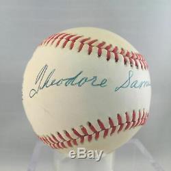 Rare Ted Williams Full Name Theodore Samuel Single Signed Baseball Jsa Coa
