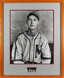 Red Sox Ted Williams Signed 16x20 Framed Vertical B&W Photo BAS #AB76917