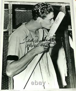SCARCE TED WILLIAMS AUTOGRAPHED RED SOX PHOTO with 1941-406 ADDED IN HIS HAND