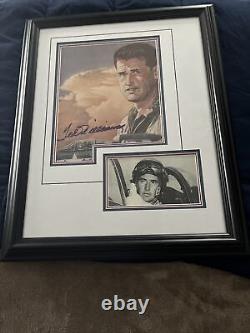 Signed Ted Williams Autographed Pilot Photo Matted & Framed Green
