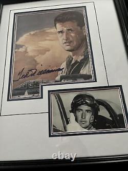 Signed Ted Williams Autographed Pilot Photo Matted & Framed Green