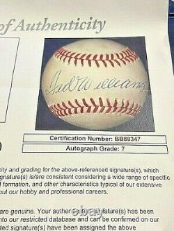 TED WILLIAMS 2 SIGNED AUTOGRAPHED OAL BASEBALL! Red Sox! FULL JSA! GRADED 7