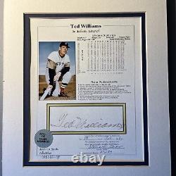 TED WILLIAMS AUTOGRAPH Hall of Fame Signed 8x10 display Notarized 1987