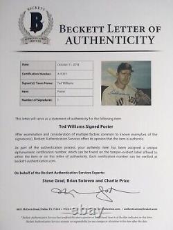 TED WILLIAMS Autographed Career Stat Poster PSA/DNA Signed 11x19 Boston Red Sox