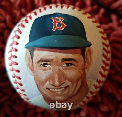 TED WILLIAMS Autographed LE Hand Painted Baseball withartist signature- PSA/DNA