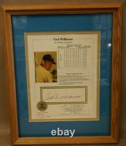TED WILLIAMS Autographed Picture, Wood Framed, Notarized'87