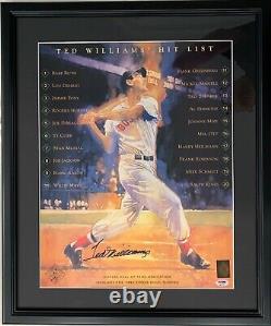 TED WILLIAMS Boston Red Sox Signed 16X20 FRAMED Hit List Photo PSA LOA
