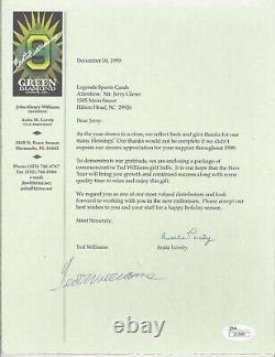 TED WILLIAMS Signed Autograph Green Diamond Letter Baseball PSA LOA