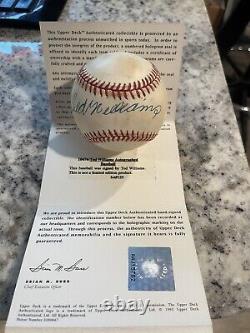 TED WILLIAMS Signed Autographed Baseball Ball UDA COA UPPER DECK AUTHENTICATED