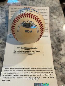 TED WILLIAMS Signed Autographed Baseball Ball UDA COA UPPER DECK AUTHENTICATED
