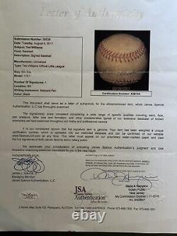 TED WILLIAMS Signed Baseball VINTAGE Sears Little League Red Sox Auto JSA LOA