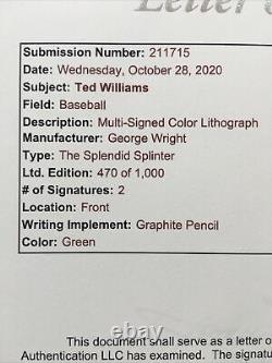 TED WILLIAMS Signed Print The Splendid Splinter JSA COA LOA #470/1000