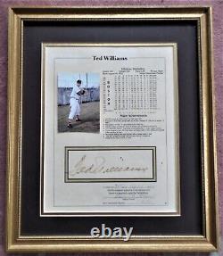 TED WILLIAMS signed AUTOGRAPHED Notary CERTIFIED Framed 13.75 x 11.75