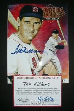 TED WILLIAMS signed print BOSTON RED SOX, with 2 COAs