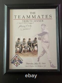 Teammates Signed Dom DiMaggio, Johnny Pesky, Bob Doerr (Framed) Ted Williams