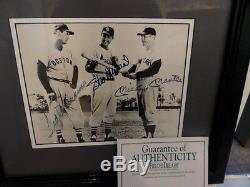 Ted WIlliams, Stan Musial, Mickey Mantle Autographed Matted & Framed 8 x 10 COA