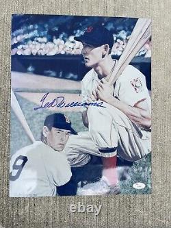Ted Williams 11x14 Signed Color Photo, Wiliams holding baseball bats, JSA