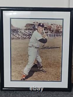 Ted Williams 16 x 20 autographed framed photo with COA, under glass, black frame