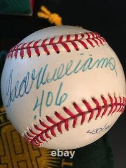 Ted Williams. 406 UDA Autographed Limited Edition Baseball #430/1941 BOLD & BIG