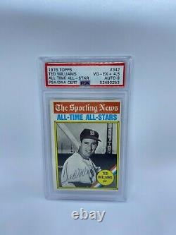 Ted Williams Authentic Autographed Card 1976 All Time All Star PSA. Topps 347