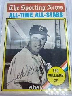 Ted Williams Authentic Autographed Card 1976 All Time All Star PSA. Topps 347