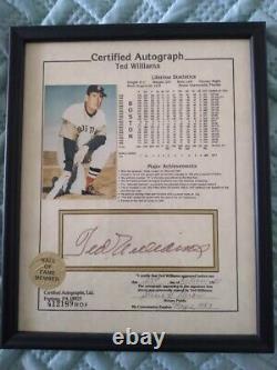 Ted Williams Autograph Signed Photo Public Notary COA Certified Autographs, Ltd