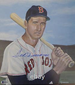 Ted Williams Autographed 12.5x19 Career Stats Photo Red Sox Beckett 159539