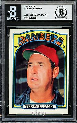 Ted Williams Autographed 1972 Topps Card Rangers (On Back) Beckett #16545853