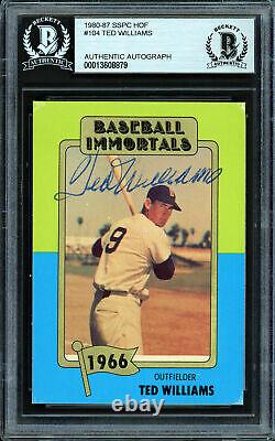 Ted Williams Autographed 1980 Baseball Immortals Card Red Sox Beckett #13608879