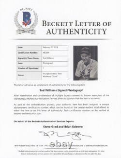 Ted Williams Autographed 6.5x9 Photo Red Sox To Chuck Vintage Beckett COA A82684