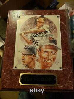 Ted Williams Autographed 8 X 10 in Plaque with Certification Boston Red Sox HOF