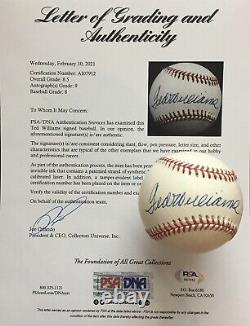 Ted Williams Autographed American League Baseball, PSA Grade Near-Mint 8.5