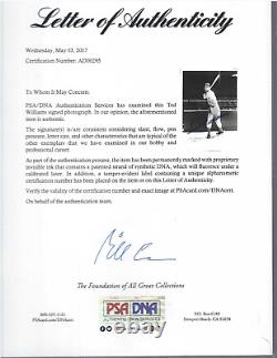 Ted Williams Autographed Baseball 5x7 Geo Brace Photo PSA Letter Boston Red Sox